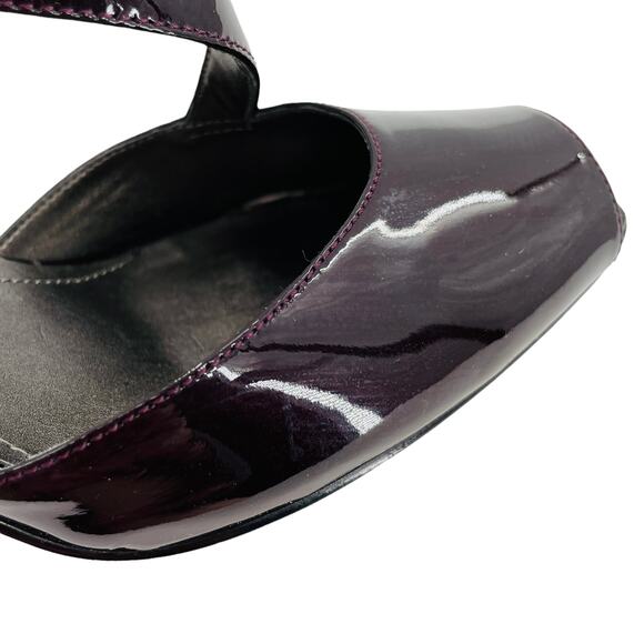 CIRCA JOAN & DAVID Wine Patent Leather Sandals Slingback Stiletto Heels 9.5 - Picture 7 of 12